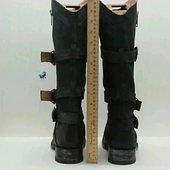 Stetson Women's Black Distressed Leather Tall Riding Zipper Boots Size US 7.5 - Picture 6 of 12